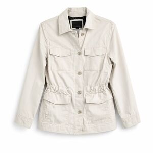 Banana Republic Cotton Cream Khaki Utility Safari Jacket Polka Dot Lining